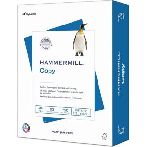 imageHammermill Printer Paper 20 lb Copy Paper 85 x 11  6 Packs 2400 Sheets  92 Bright Made in the USA1 Pack  Bulk  750 Sheets