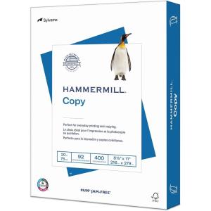 imageHammermill Printer Paper 20 lb Copy Paper 85 x 11  6 Packs 2400 Sheets  92 Bright Made in the USA1 Pack  Small  400 Sheets