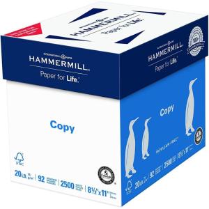 imageHammermill Printer Paper 20 lb Copy Paper 85 x 11  6 Packs 2400 Sheets  92 Bright Made in the USA5 Ream  2500 Sheets