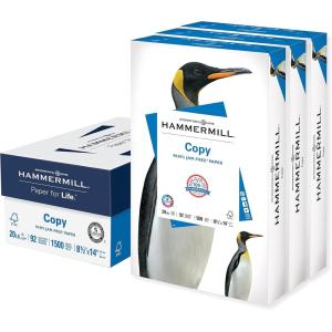 imageHammermill Printer Paper 20 lb Copy Paper 85 x 11  6 Packs 2400 Sheets  92 Bright Made in the USA500 Sheets Pack of 3