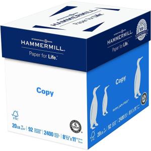 imageHammermill Printer Paper 20 lb Copy Paper 85 x 11  6 Packs 2400 Sheets  92 Bright Made in the USA6 Pack  2400 Sheets