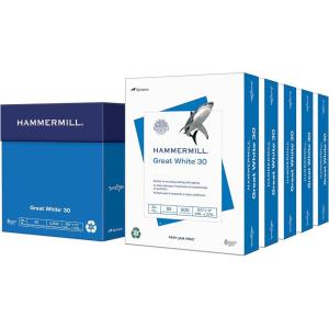 imageHammermill Printer Paper Great White 30 Recycled Paper 85 x 111 Ream 500 Sheets  92 Bright Made in the USA 0867105 Ream  2500 Sheets