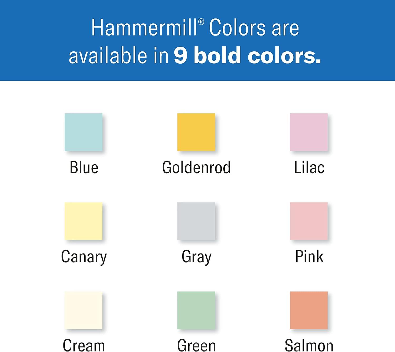 imageHammermill Colored Paper 20 lb Blue Printer Paper 85 x 111 Ream 500 Sheets  Made in the USA Pastel Paper 103309RAssorted Colors