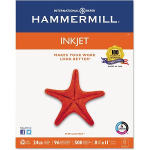 imageHammermill Printer Paper Premium Inkjet ampamp Laser Paper 24 Lb 85 x 11  1 Ream 500 Sheets  97 Bright Made in the USA 166140R1 Ream  500 Sheets