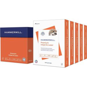 imageHammermill Printer Paper Premium Inkjet ampamp Laser Paper 24 Lb 85 x 11  1 Ream 500 Sheets  97 Bright Made in the USA 166140R5 Ream  2500 Sheets