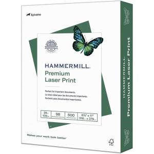 imageHammermill Printer Paper Premium Laser Print 28 lb 85 x 111 Ream 500 Sheets  98 Bright Made in the USALetter 85x11